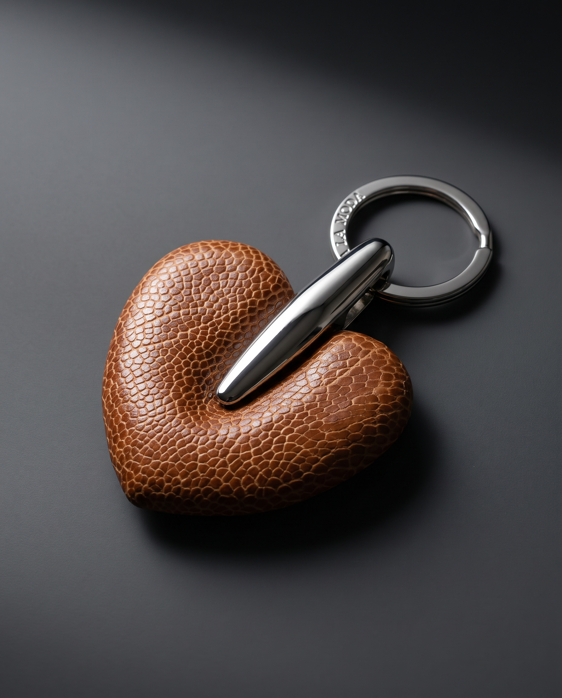 Heart Shaped Keyring - Ost Leg Cognac